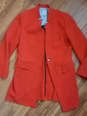 Tristan Vibrant Orange Collarless Single-Button Jacket